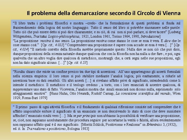 Il problema della demarcazione secondo il Circolo di Vienna “Il libro tratta i problemi