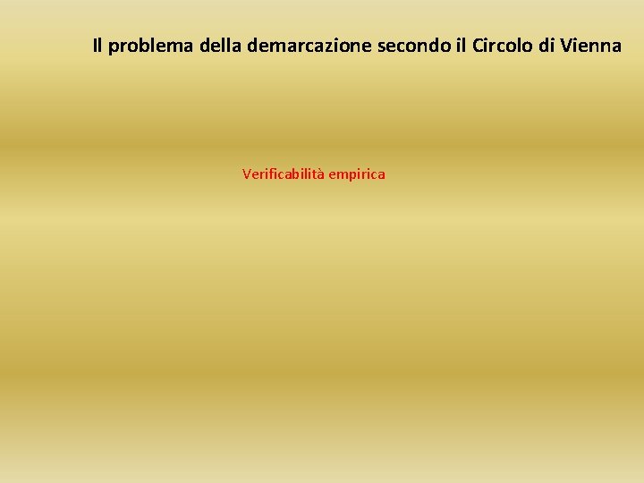 Il problema della demarcazione secondo il Circolo di Vienna Verificabilità empirica 