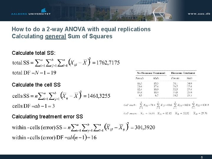 How to do a 2 -way ANOVA with equal replications Calculating general Sum of
