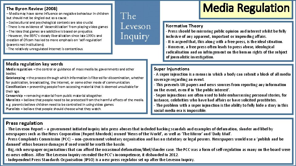 Media Regulation The Byron Review (2008) – Media may have some influence on negative