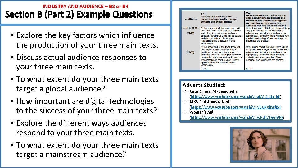 INDUSTRY AND AUDIENCE – B 3 or B 4 Section B (Part 2) Example