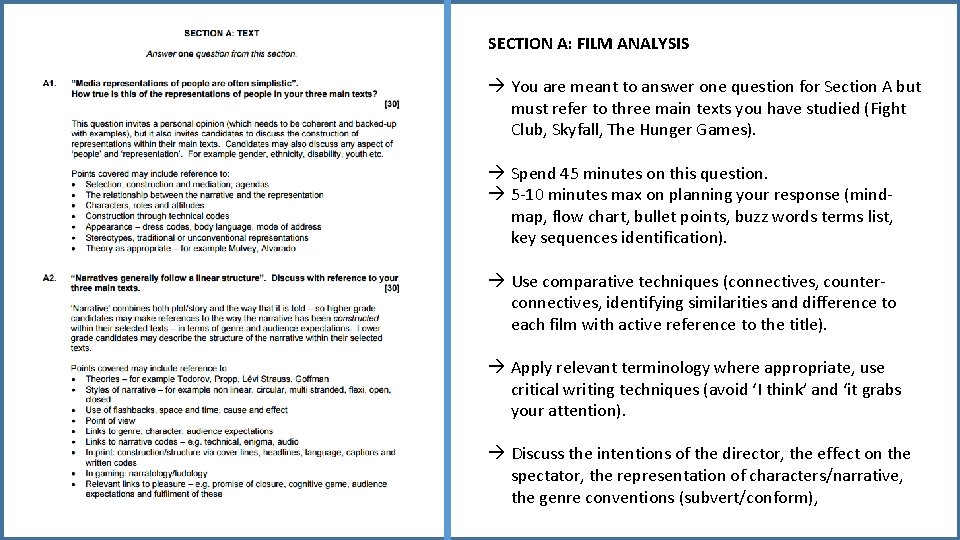 SECTION A: FILM ANALYSIS à You are meant to answer one question for Section