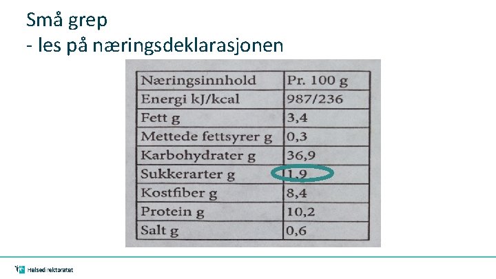 Små grep - les på næringsdeklarasjonen 