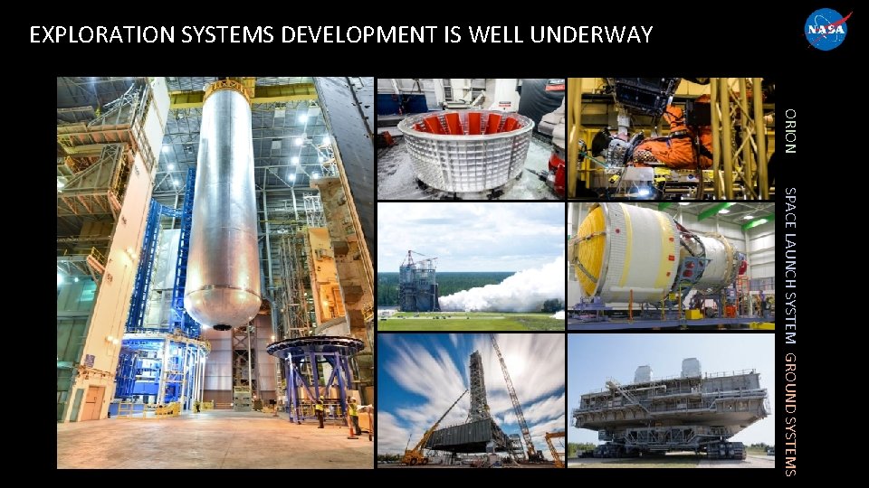 EXPLORATION SYSTEMS DEVELOPMENT IS WELL UNDERWAY ORION SPACE LAUNCH SYSTEM GROUND SYSTEMS 