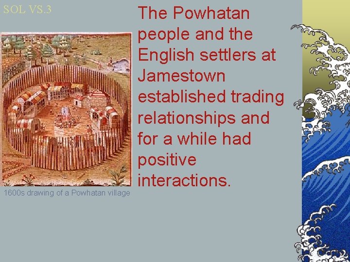 SOL VS. 3 1600 s drawing of a Powhatan village The Powhatan people and