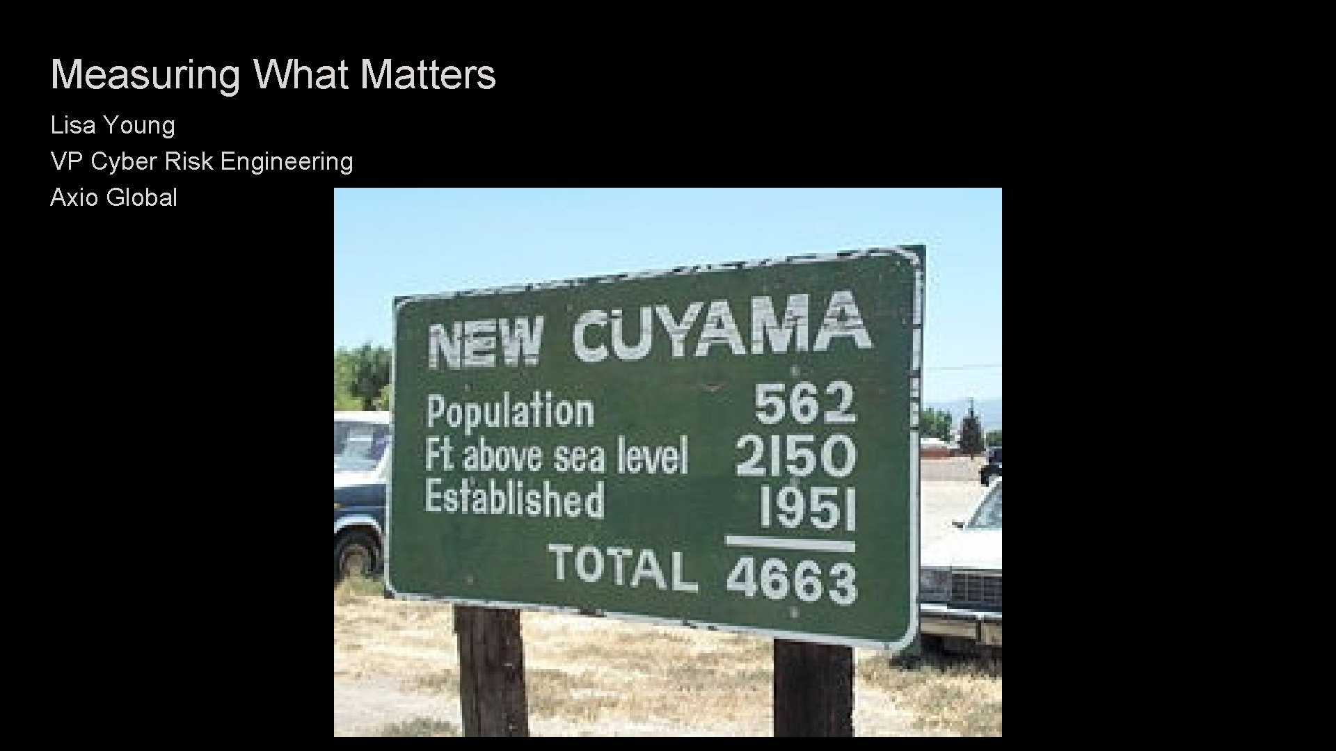 Measuring What Matters Lisa Young VP Cyber Risk Engineering Axio Global 