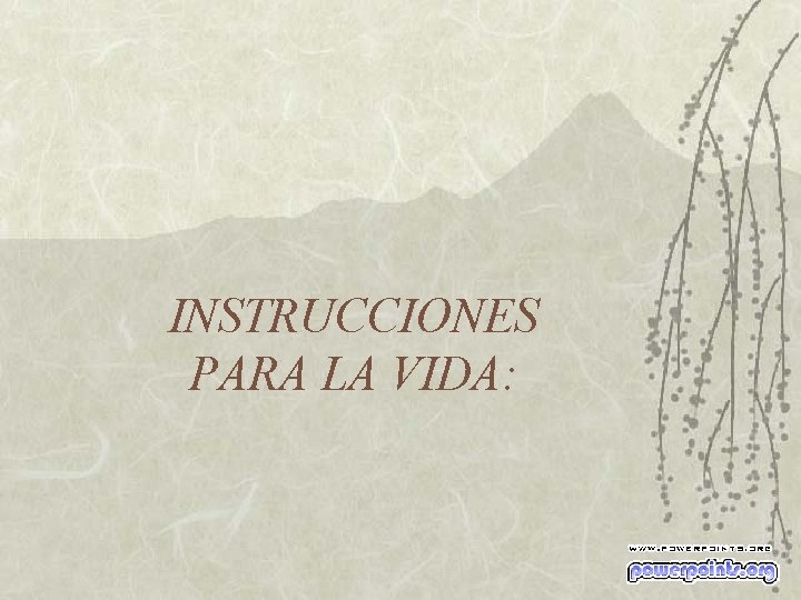 INSTRUCCIONES PARA LA VIDA: 