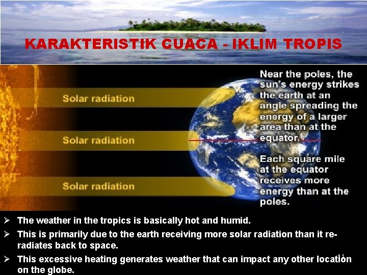 KARAKTERISTIK CUACA - IKLIM TROPIS Ø The weather in the tropics is basically hot