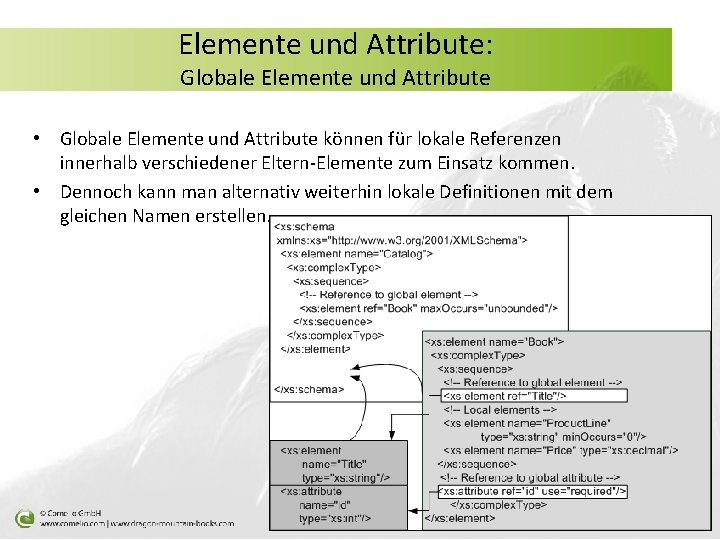 Elemente und Attribute: Globale Elemente und Attribute • Globale Elemente und Attribute können für