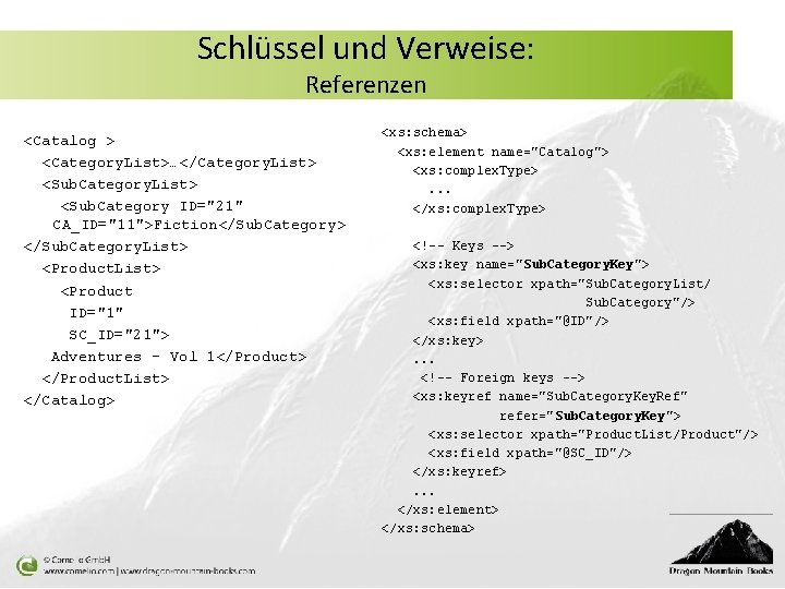 Schlüssel und Verweise: Referenzen <Catalog > <Category. List>…</Category. List> <Sub. Category. List> <Sub. Category