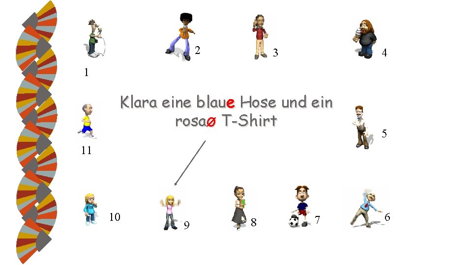 2 3 4 1 Klara eine blaue Hose und ein rosaØ T-Shirt 5 11