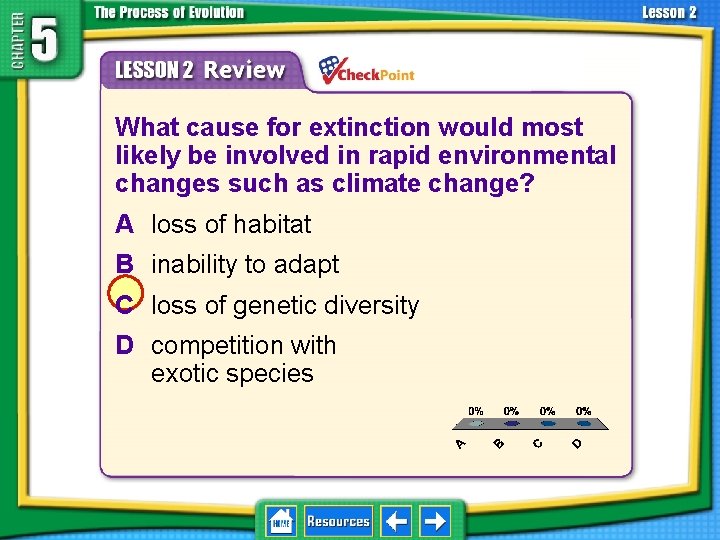 5. 2 Adaptation and Extinction 1. 2. 3. 4. A B C D What
