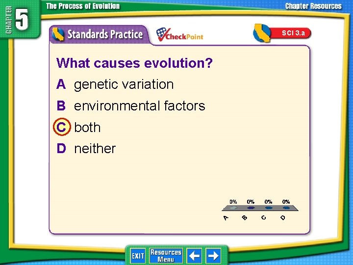 SCI 3. a 1. 2. 3. 4. A B C D What causes evolution?