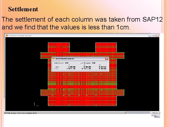 Settlement The settlement of each column was taken from SAP 12 and we find Settlement The settlement of each column was taken from SAP 12 and we find