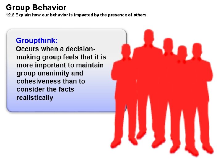 Group Behavior 12. 2 Explain how our behavior is impacted by the presence of