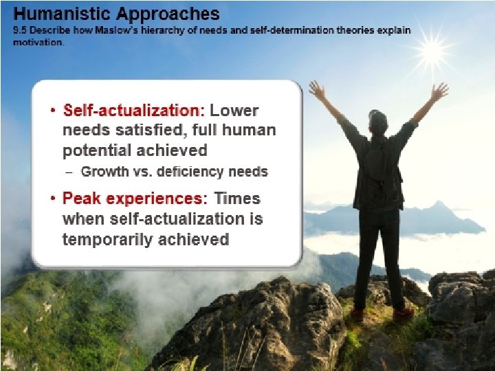 Humanistic Approaches 9. 5 Describe how Maslow’s hierarchy of needs and self-determination theories explain