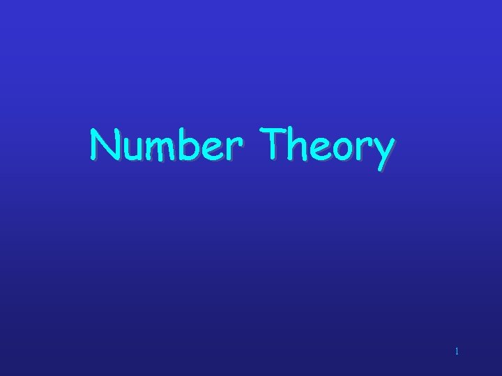 Number Theory 1 