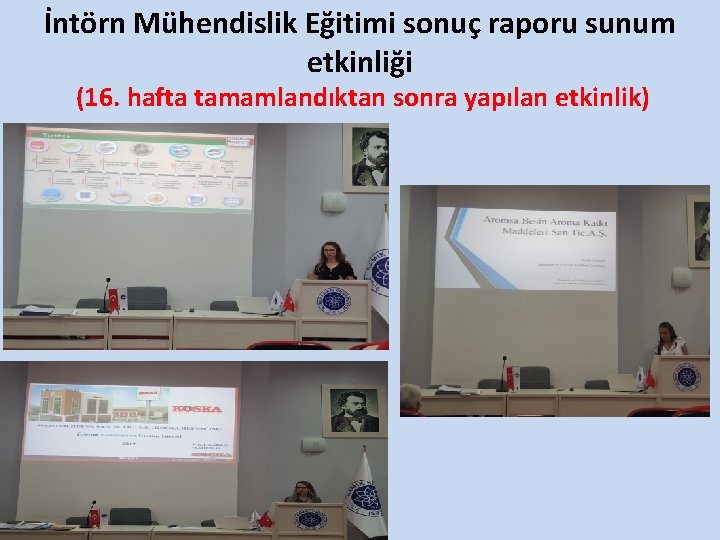 İntörn Mühendislik Eğitimi sonuç raporu sunum etkinliği (16. hafta tamamlandıktan sonra yapılan etkinlik) 