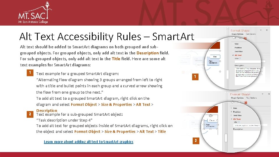Alt Text Accessibility Rules – Smart. Art Alt text should be added to Smart.