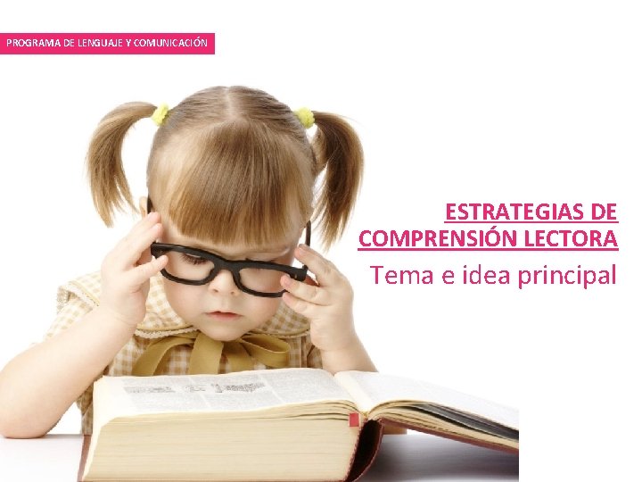 PROGRAMA DE LENGUAJE Y COMUNICACIÓN ESTRATEGIAS DE COMPRENSIÓN LECTORA Tema e idea principal 