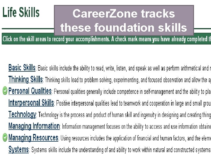 Career. Zone tracks these foundation skills 