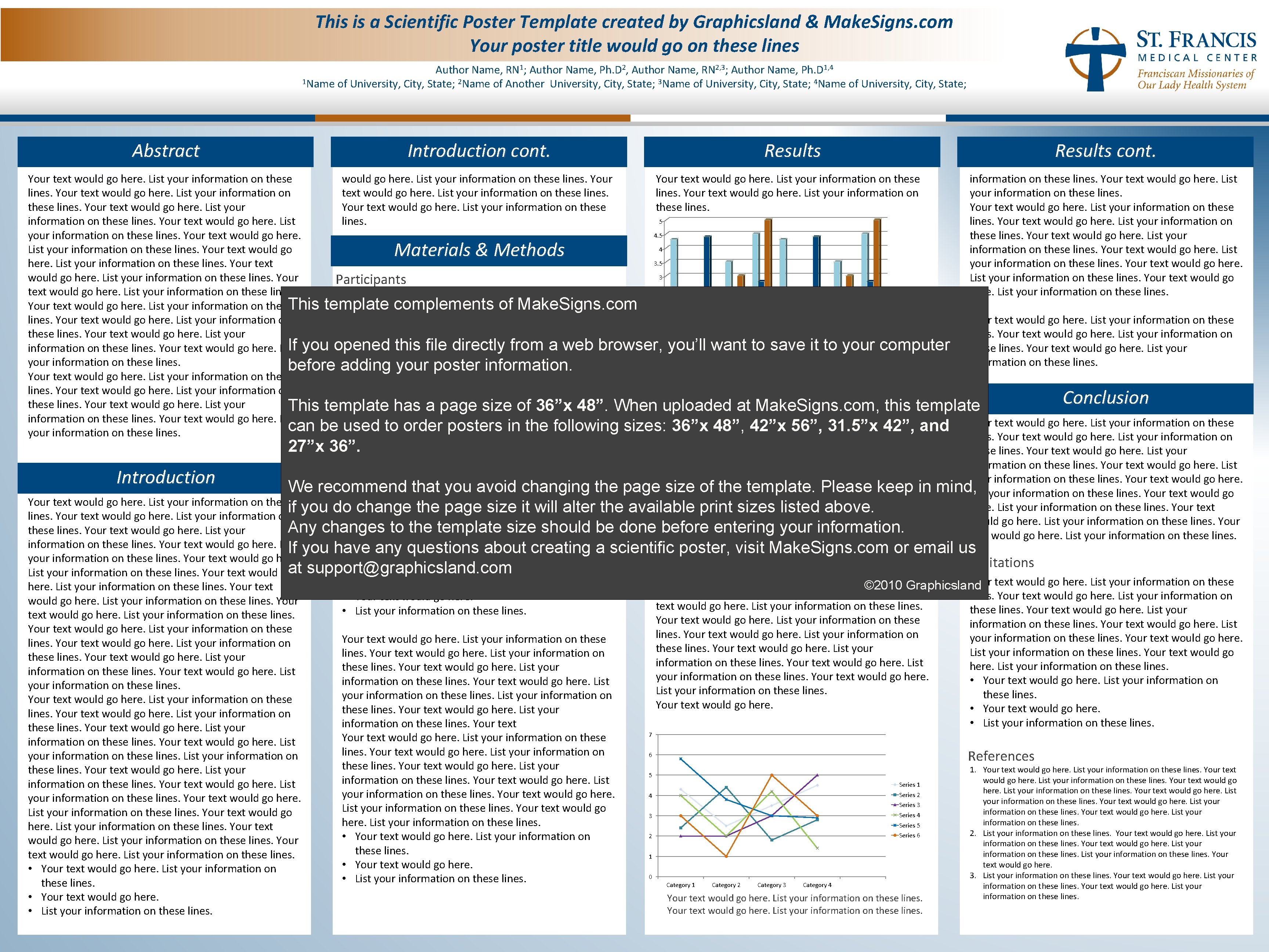 This is a Scientific Poster Template created by Graphicsland & Make. Signs. com Your