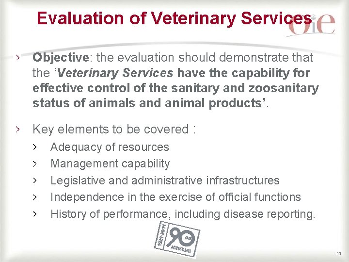 Evaluation of Veterinary Services Objective: the evaluation should demonstrate that the ‘Veterinary Services have Evaluation of Veterinary Services Objective: the evaluation should demonstrate that the ‘Veterinary Services have