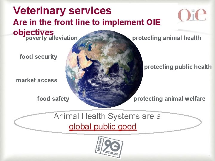 Veterinary services Are in the front line to implement OIE objectives poverty alleviation protecting Veterinary services Are in the front line to implement OIE objectives poverty alleviation protecting
