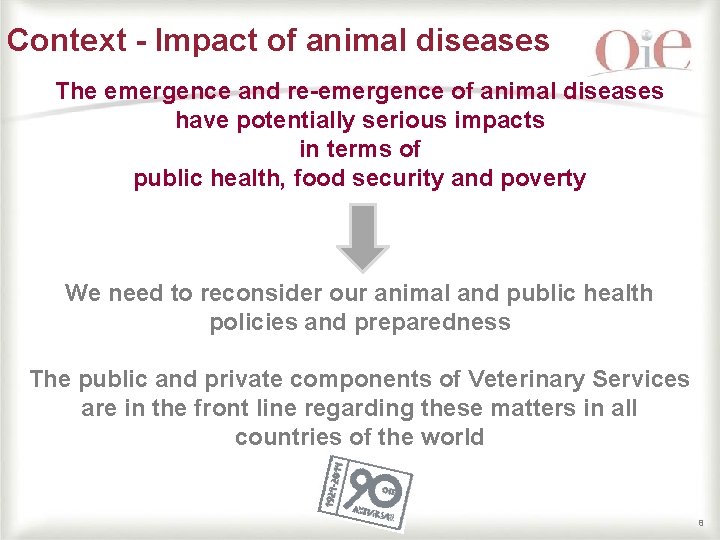 Context - Impact of animal diseases The emergence and re-emergence of animal diseases have Context - Impact of animal diseases The emergence and re-emergence of animal diseases have