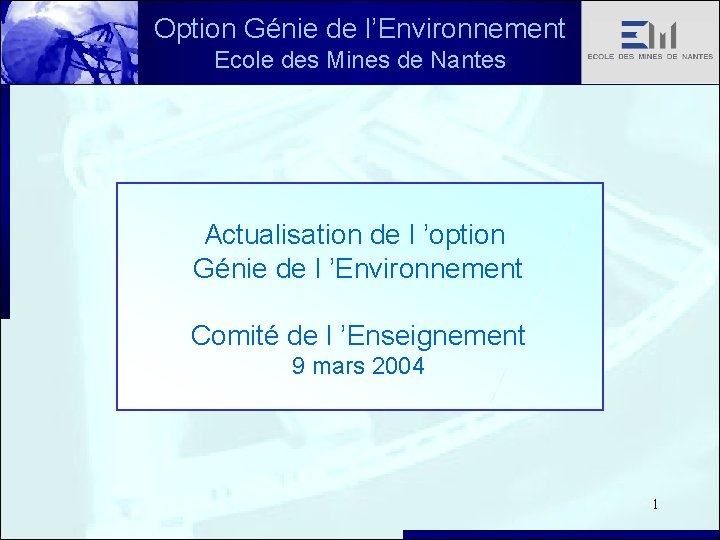 Option Gnie de lEnvironnement Ecole des Mines de
