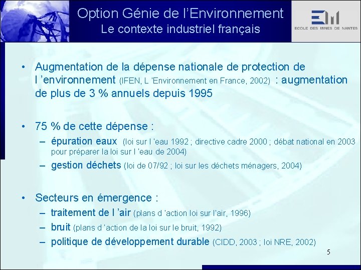 Option Gnie de lEnvironnement Ecole des Mines de