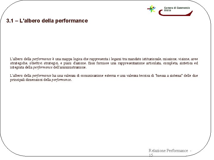 3. 1 – L'albero della performance è una mappa logica che rappresenta i legami