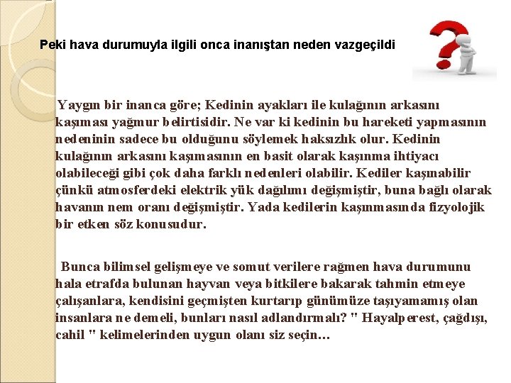 Peki hava durumuyla ilgili onca inanıştan neden vazgeçildi Yaygın bir inanca göre; Kedinin ayakları