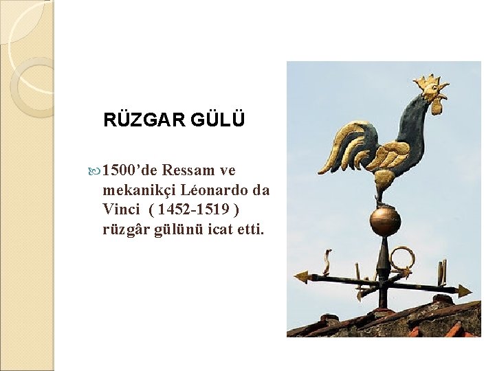  RÜZGAR GÜLÜ 1500’de Ressam ve mekanikçi Léonardo da Vinci ( 1452 -1519 )