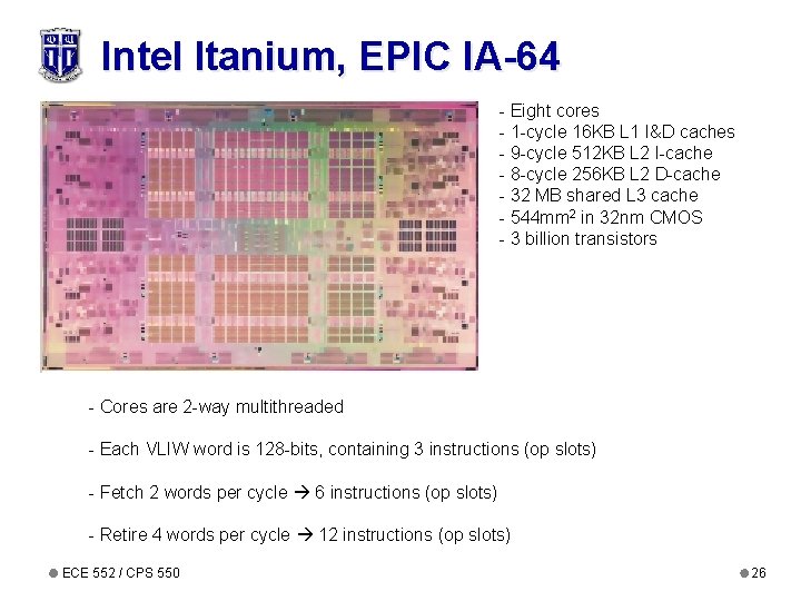 Intel Itanium, EPIC IA-64 - Eight cores - 1 -cycle 16 KB L 1