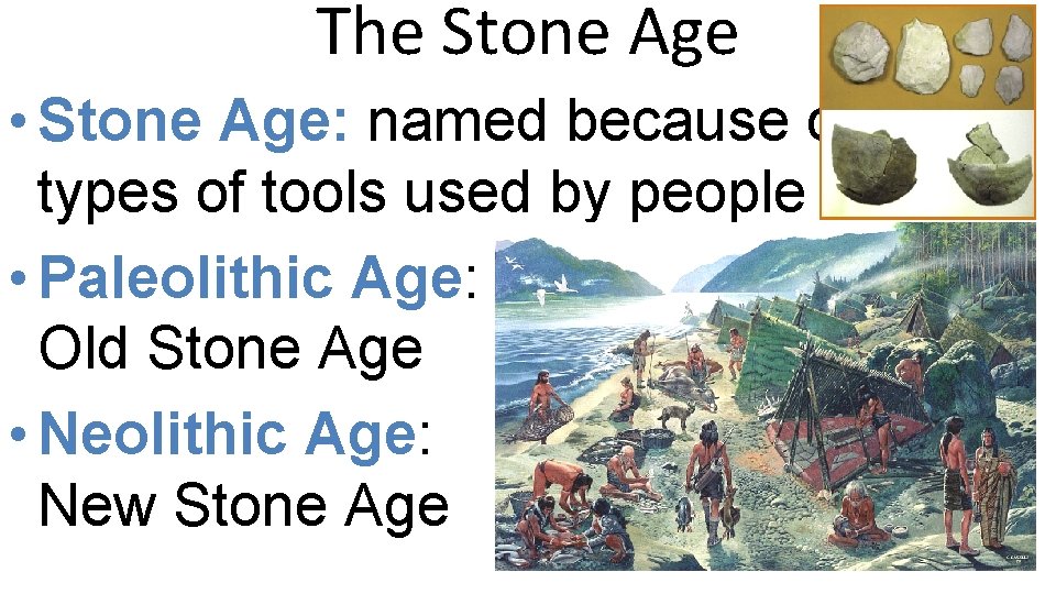 The Stone Age • Stone Age: named because of the types of tools used