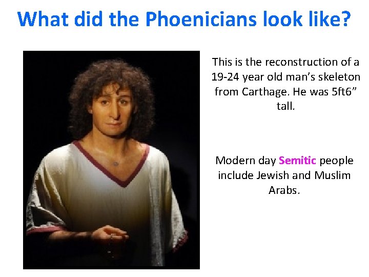 What did the Phoenicians look like? This is the reconstruction of a 19 -24 What did the Phoenicians look like? This is the reconstruction of a 19 -24