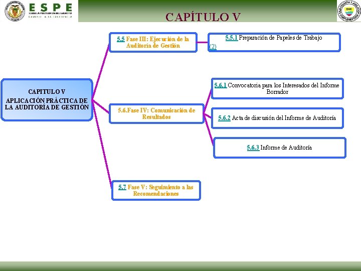 CAPÍTULO V 5. 5 Fase III: Ejecución de la Auditoría de Gestión CAPITULO V