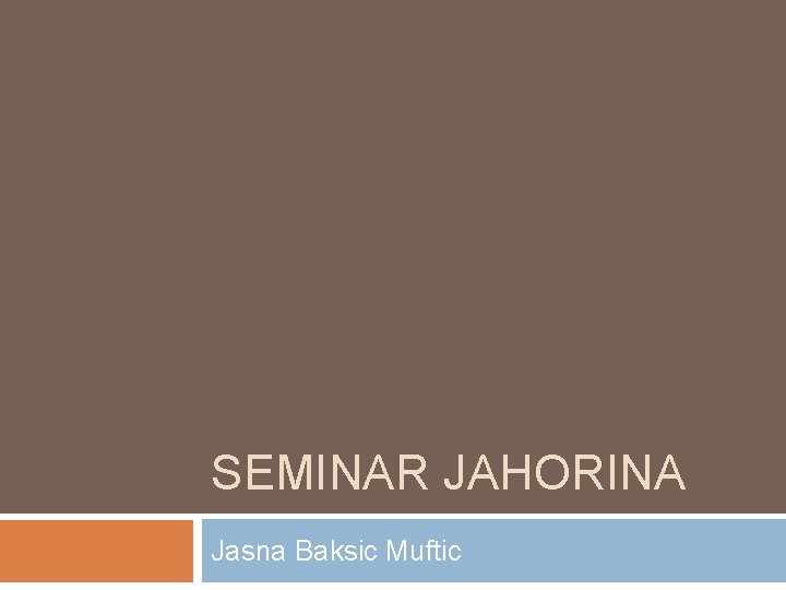 SEMINAR JAHORINA Jasna Baksic Muftic 