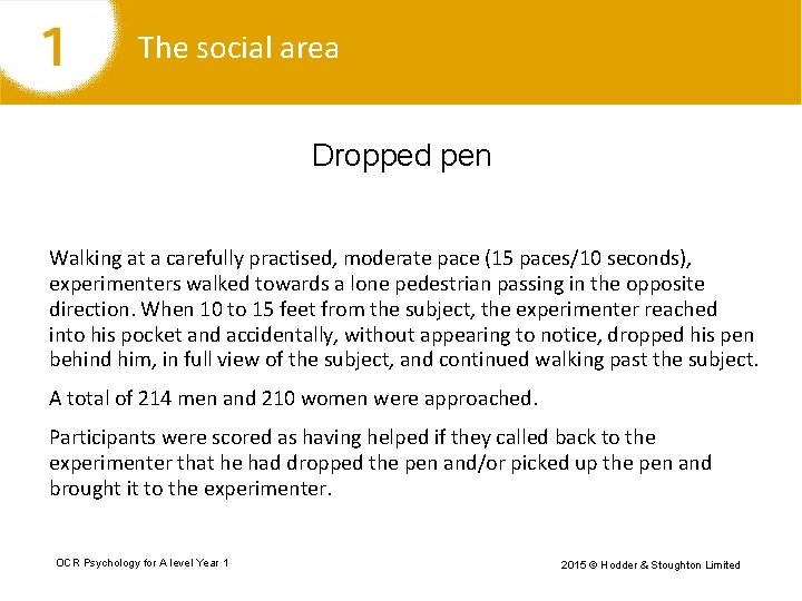 The social area Dropped pen Walking at a carefully practised, moderate pace (15 paces/10