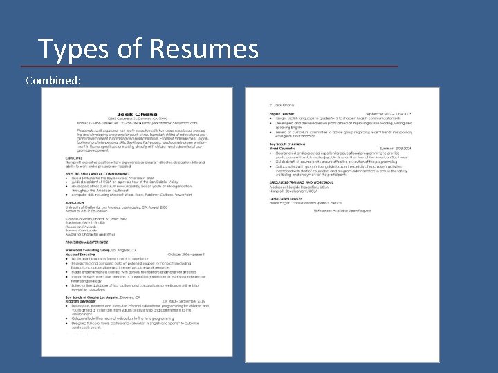 Types of Resumes Combined: 