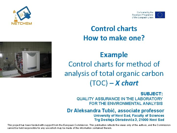 Control charts How to make one? Example Control charts for method of analysis of