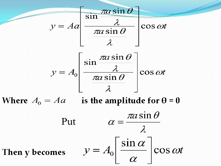 Where Then y becomes is the amplitude for θ = 0 