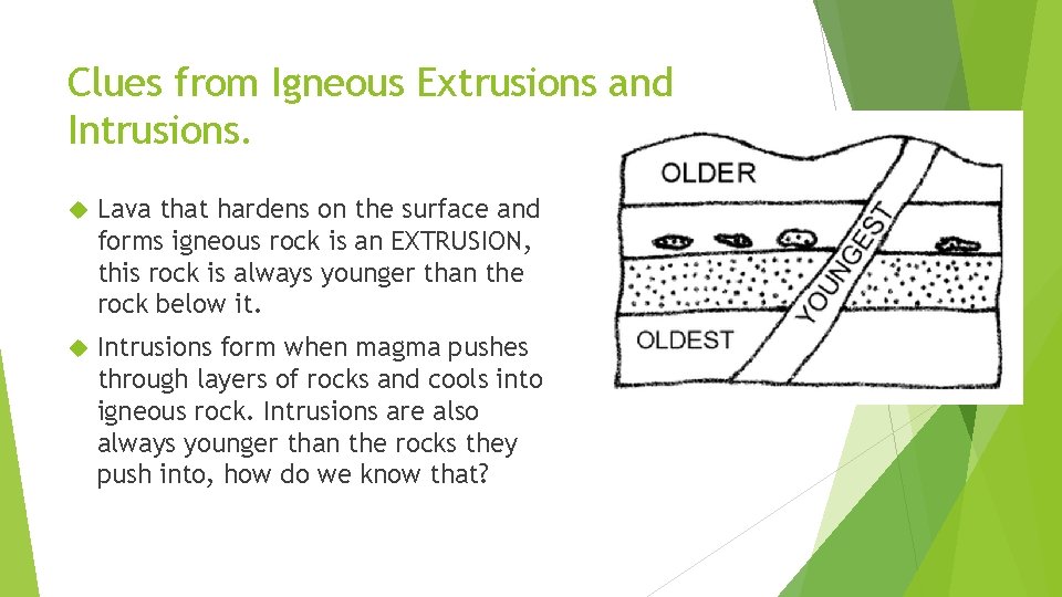 Clues from Igneous Extrusions and Intrusions. Lava that hardens on the surface and forms