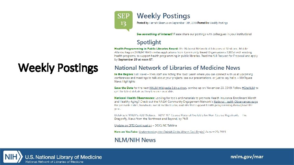 Weekly Postings nnlm. gov/mar 