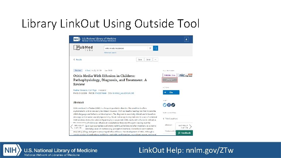 Library Link. Out Using Outside Tool Link. Out Help: nnlm. gov/ZTw 