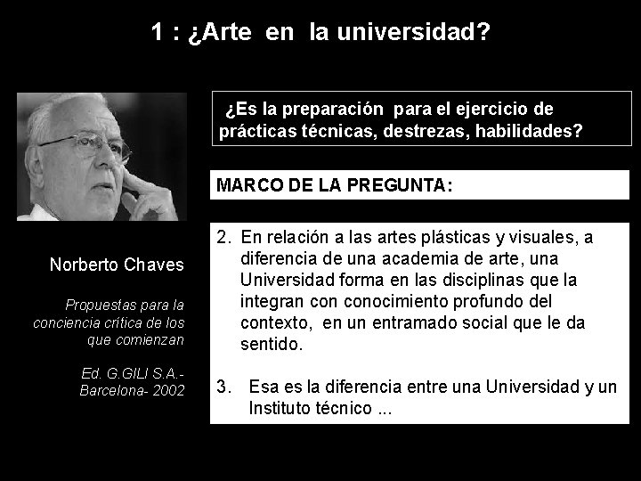 1 : ¿Arte en la universidad? ¿Es la preparación para el ejercicio de prácticas