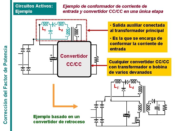 Circuitos Activos: Ejemplo Corrección del Factor de Potencia LF Ejemplo de conformador de corriente
