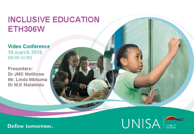 INCLUSIVE EDUCATION ETH 306 W Video Conference 16 march 2018 (09: 00 -12: 00)
