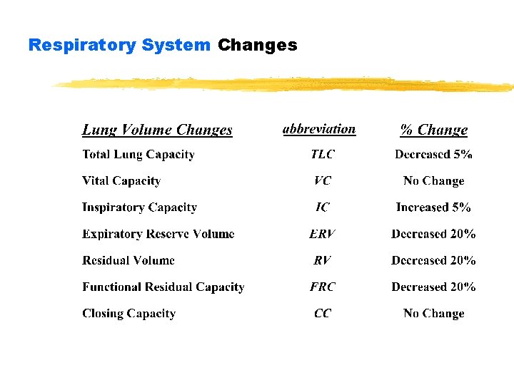 Respiratory System Changes 